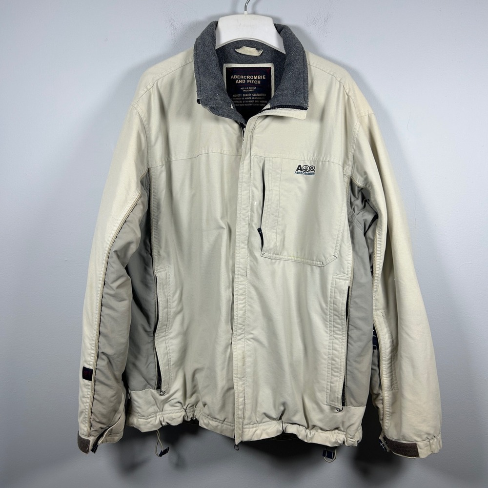Vintage Abercrombie & Fitch Jacket Men's M Beige A92 Fleece Winter Weatherproof